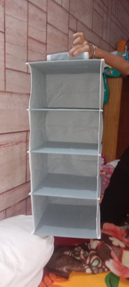 Cloth Organizer - Hanging 4 Shelves Wardrobe Organizer